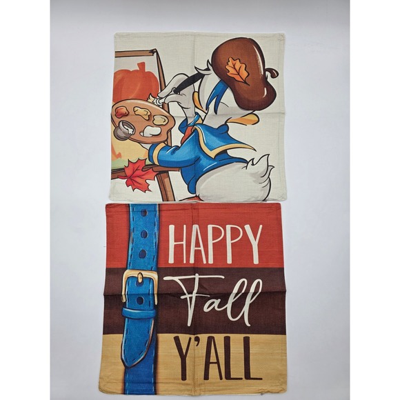Other - Disney Donald Duck Mickey Mouse Fall Autumn Pillow Covers Set 2 Farmhouse